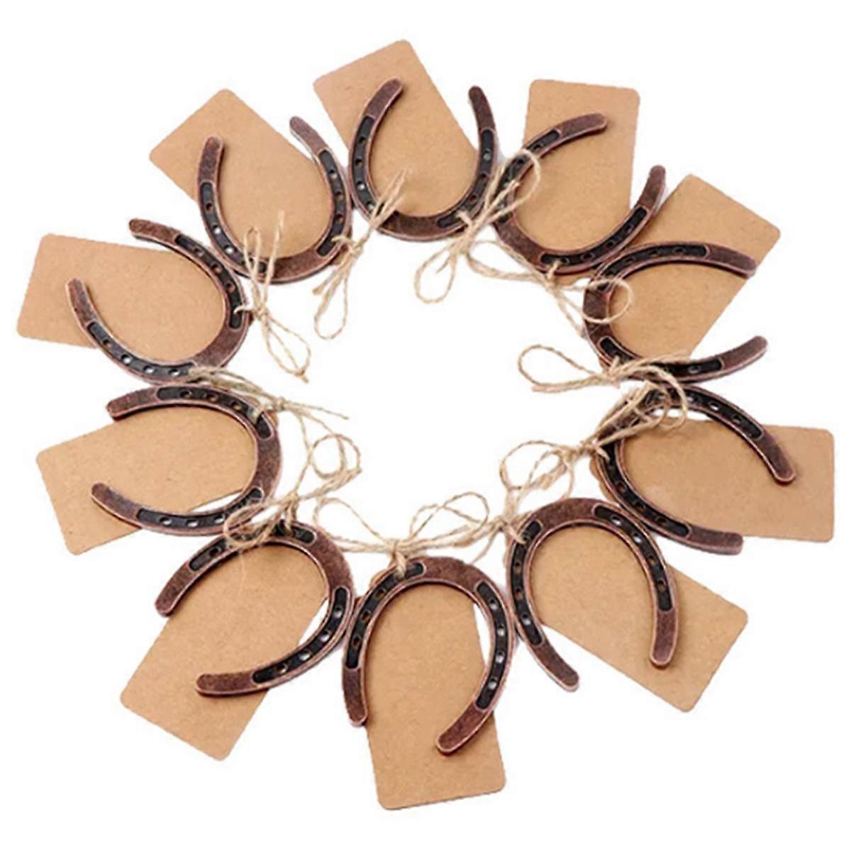 10Pcs Good Lucky Horseshoe Card Wedding Favors with Kraft Tags Rustic Horseshoe Gifts for Vintage W