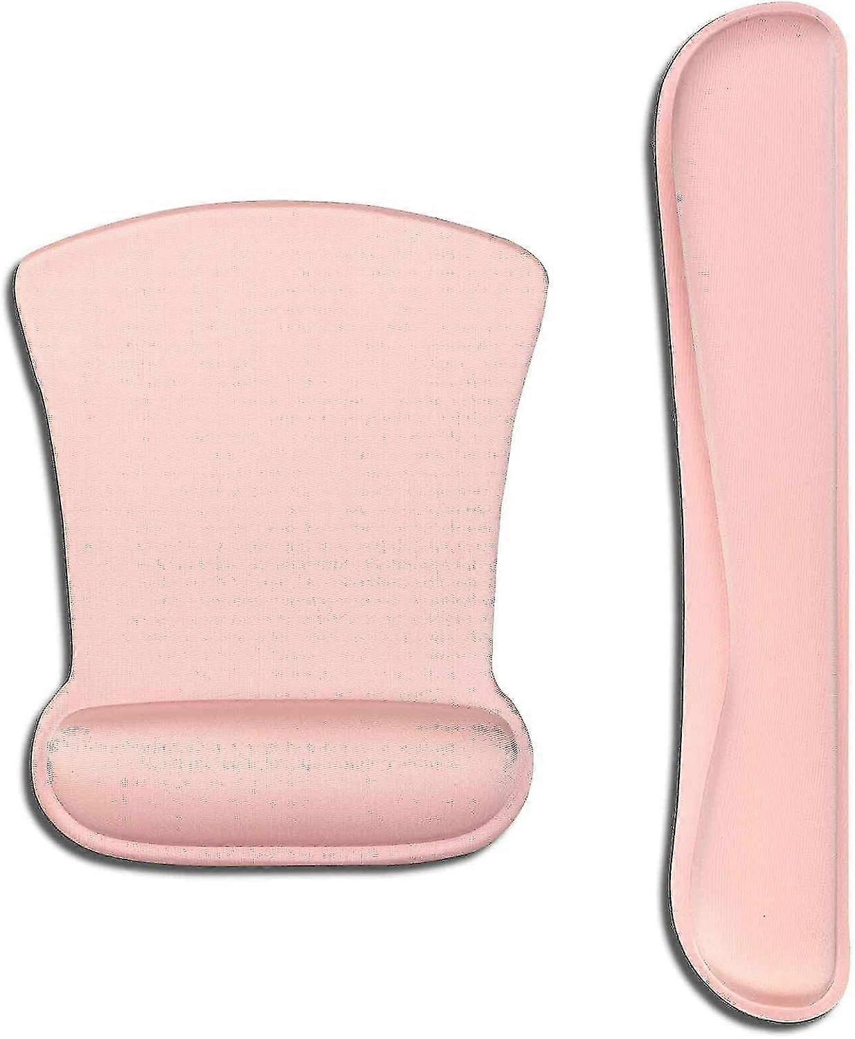 Ergonomic Mouse Mat With Gel Cushion Keyboard Wrist Rest Mouse Mat & Keyboard Wrist Rest Set Pink