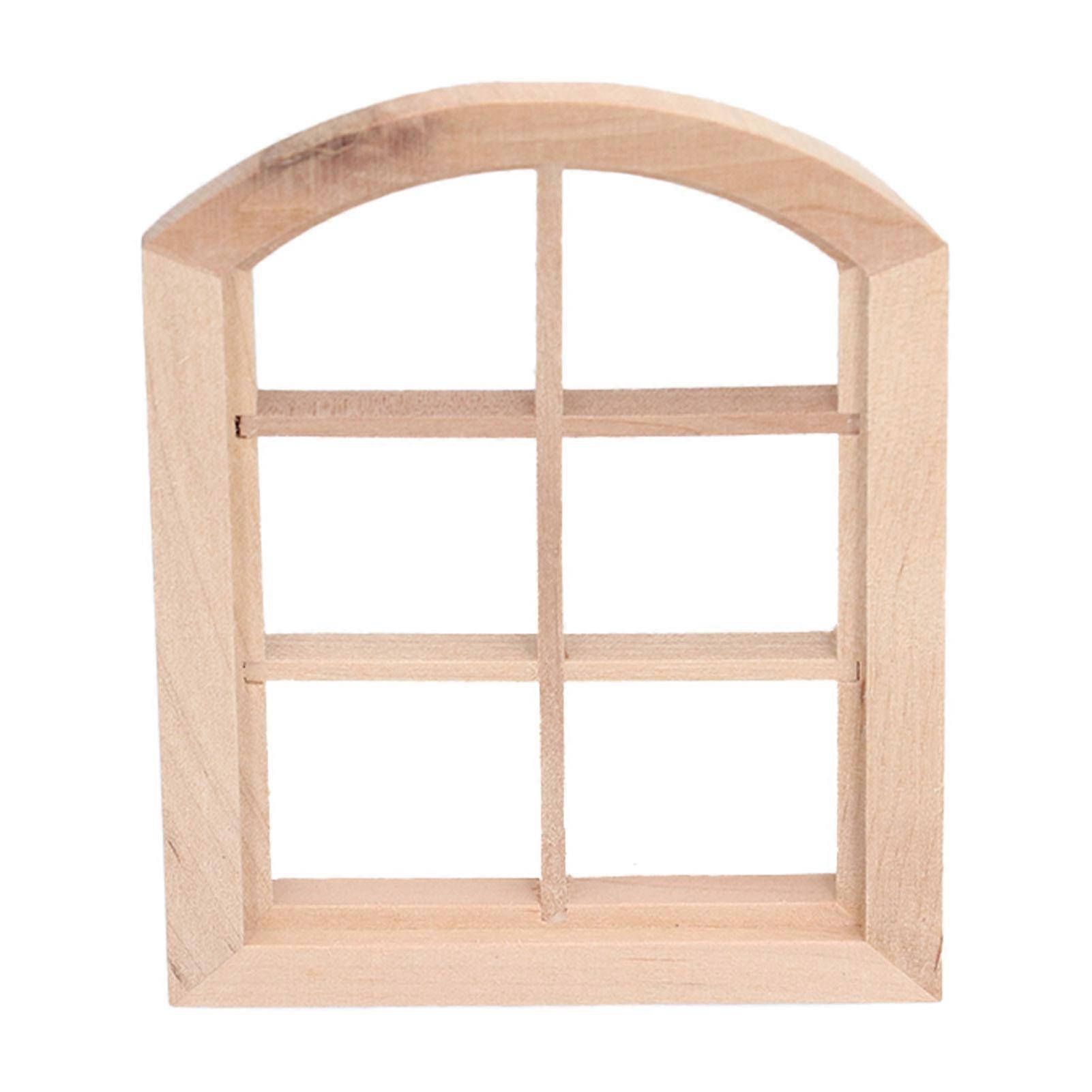 Dollhouse Windows Mini Miniature Dollhouse Arched Window Furnishings with 6 PanesWood Color