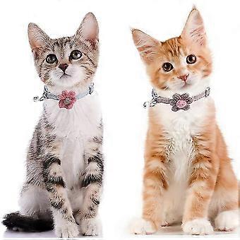 Cat Collar With Flower Bell, Kitty Kitten Necklace For Small