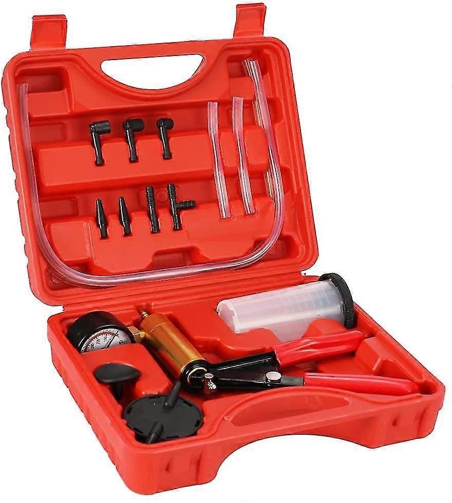 ブレーキ流体ブリーダー、キット17pcs 2 in 1ハンドポンプ真空ポンプ&ブレーキブリーダー