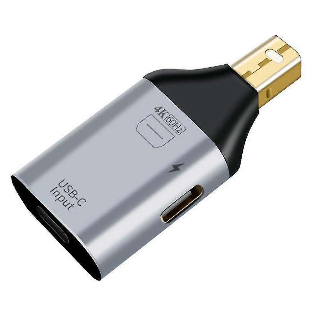 محول USB C من النوع C أنثى إلى محول ذكر DP MiniDP متوافق 4K@60Hz فيديو عالي الدقة (متوافق مع MINI DP-Compati