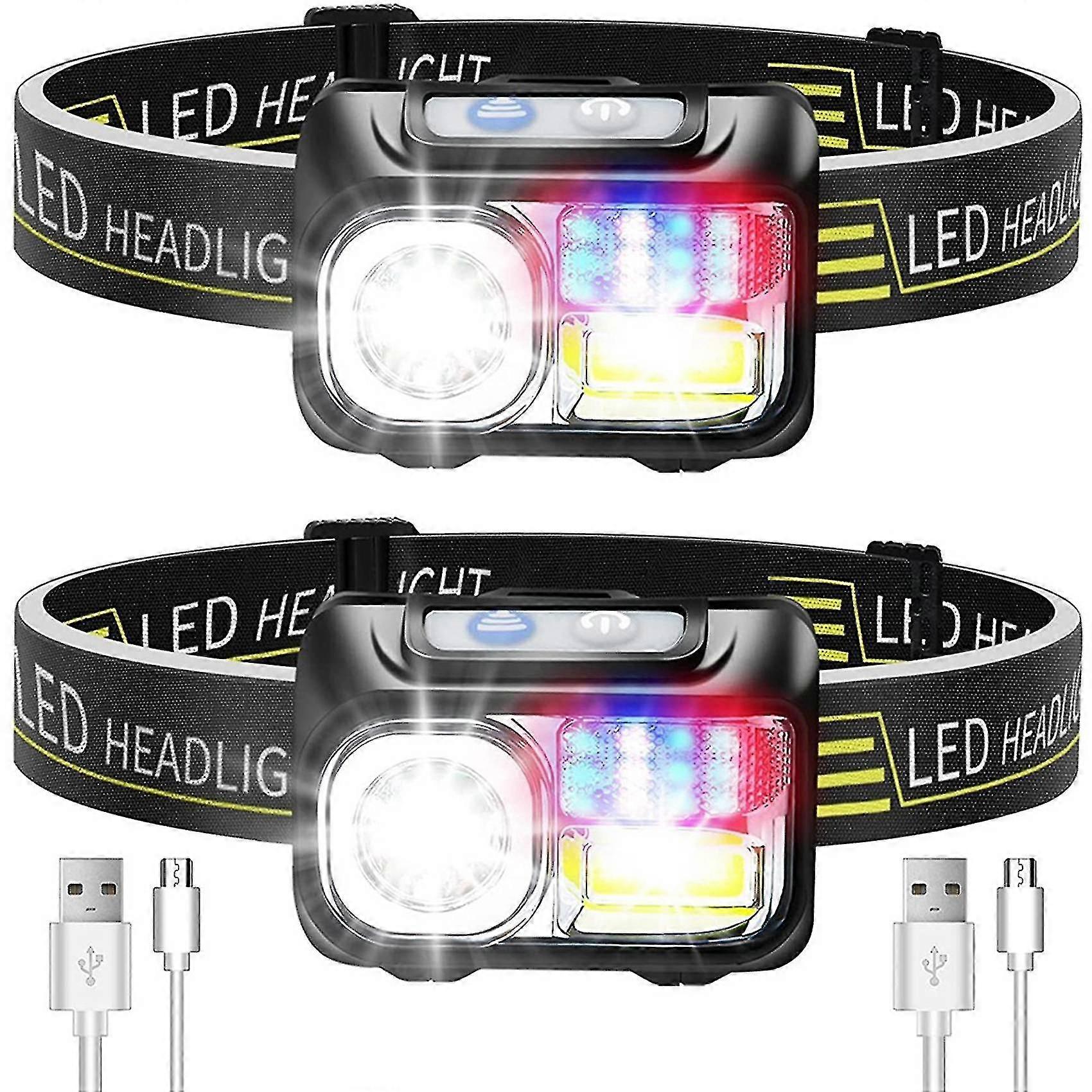 2pack Usb Led Head Light,1200lumen Motion Sensor Waterproof Headlight