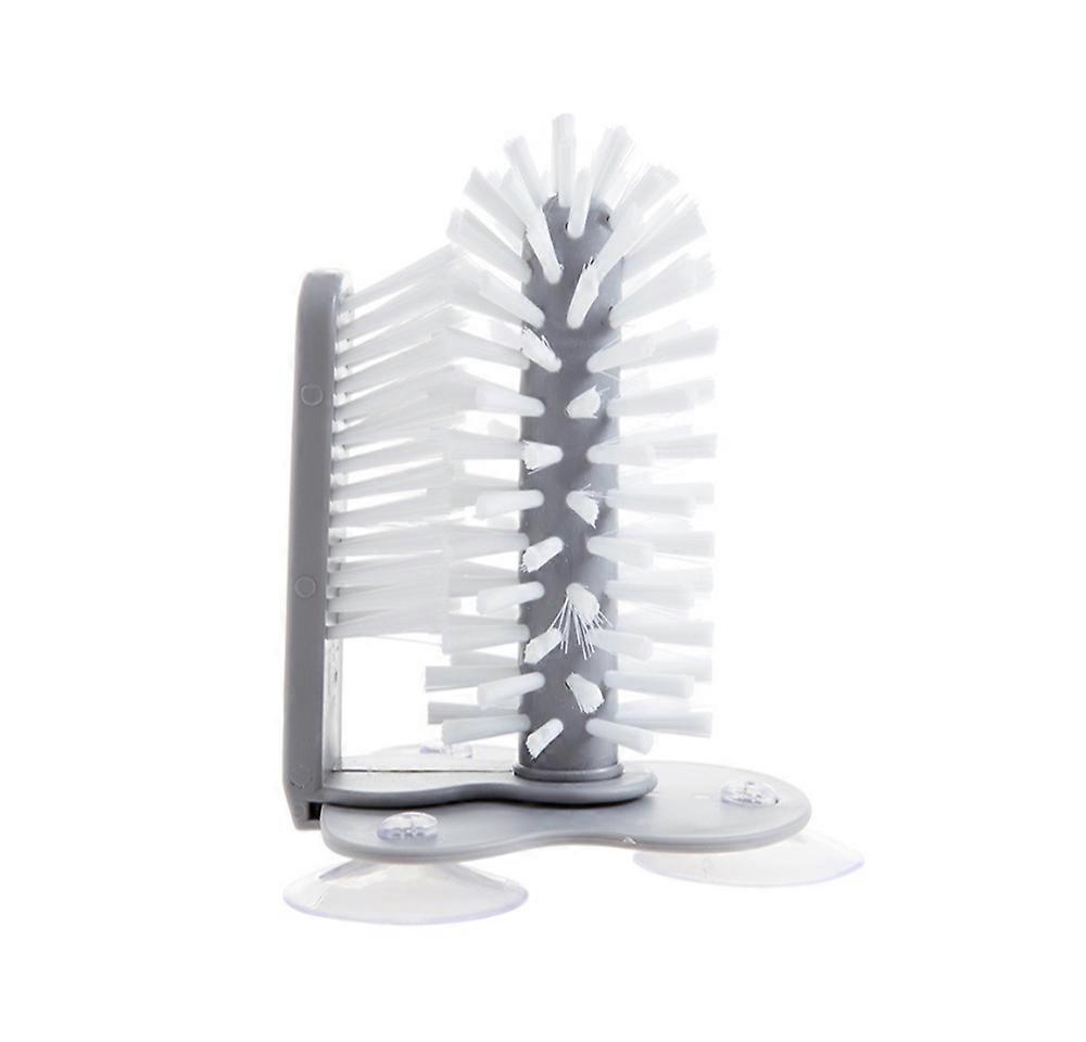 Glass Brush, Double Sided Bottle Brush with Powerful Suction Base gray 17.5