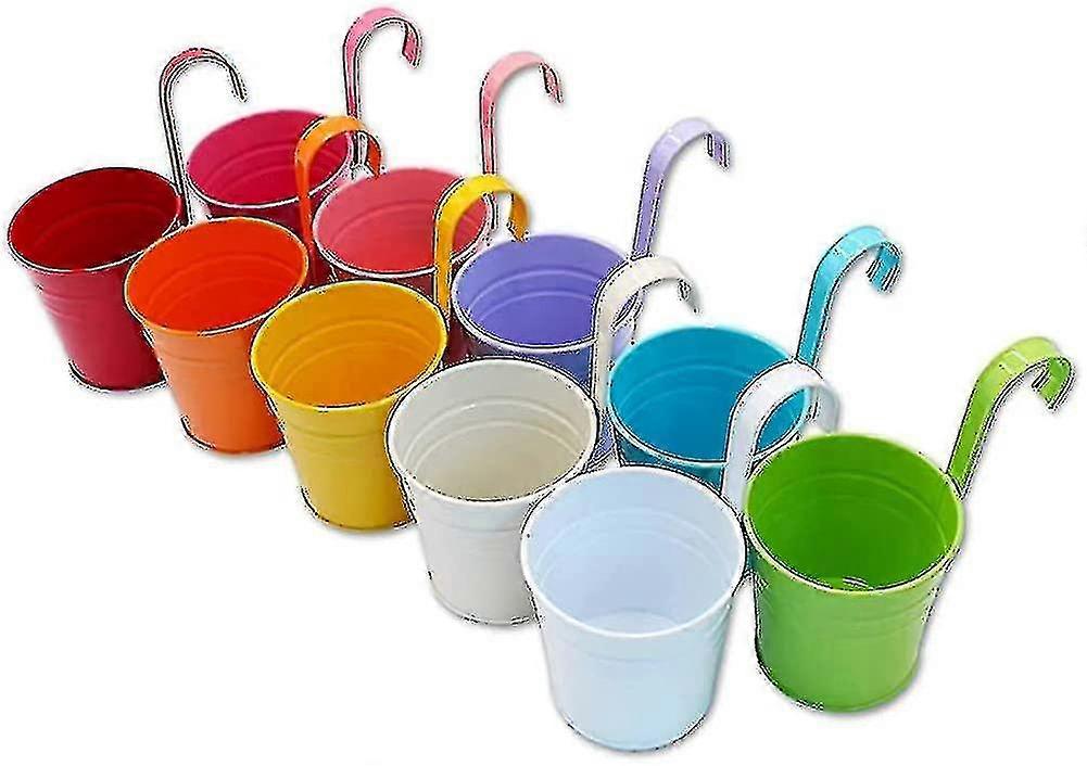 吊り下げ式植木鉢 金属製植木鉢。カラフルなフェンス植木鉢 吊り下げ式プランター