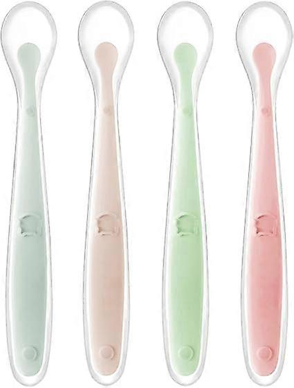 4 Baby Silicone Spoon, Soft Curved Baby Meal Spoon, Rice Porridge Spoon, Suitable for Babies Over 1 Month