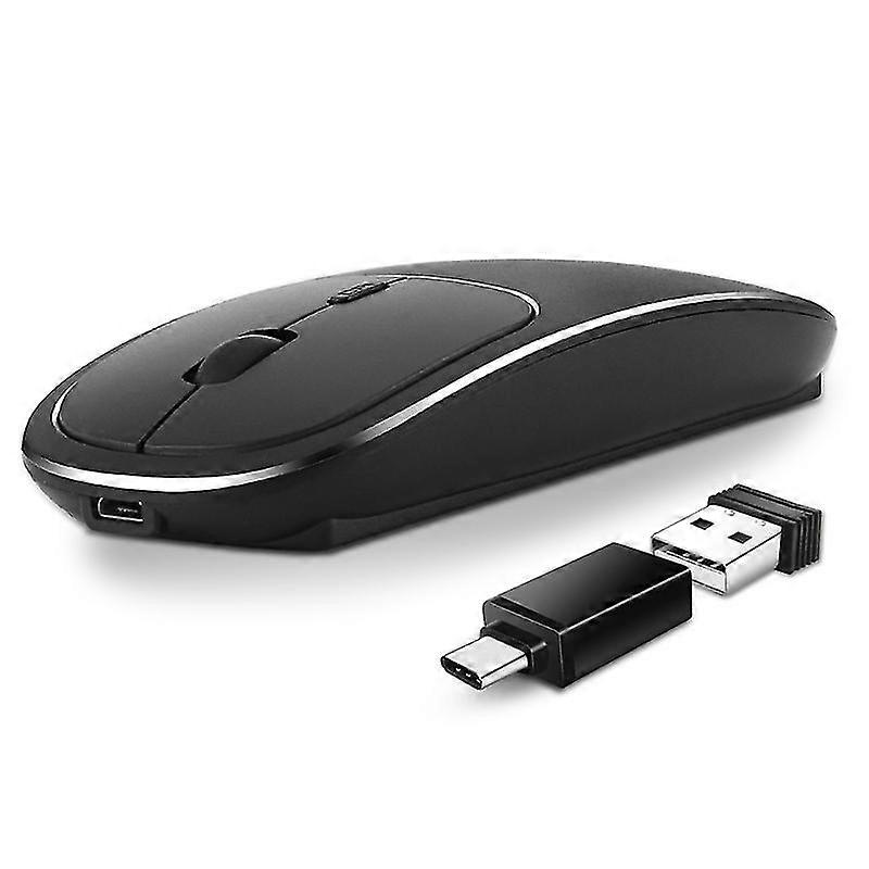 Universal Aluminum Rechargeable Optical Mice Type C + Usb 2.4ghz 1600dpi Wireless Mouse For Laptop Pc Notebook Desktop