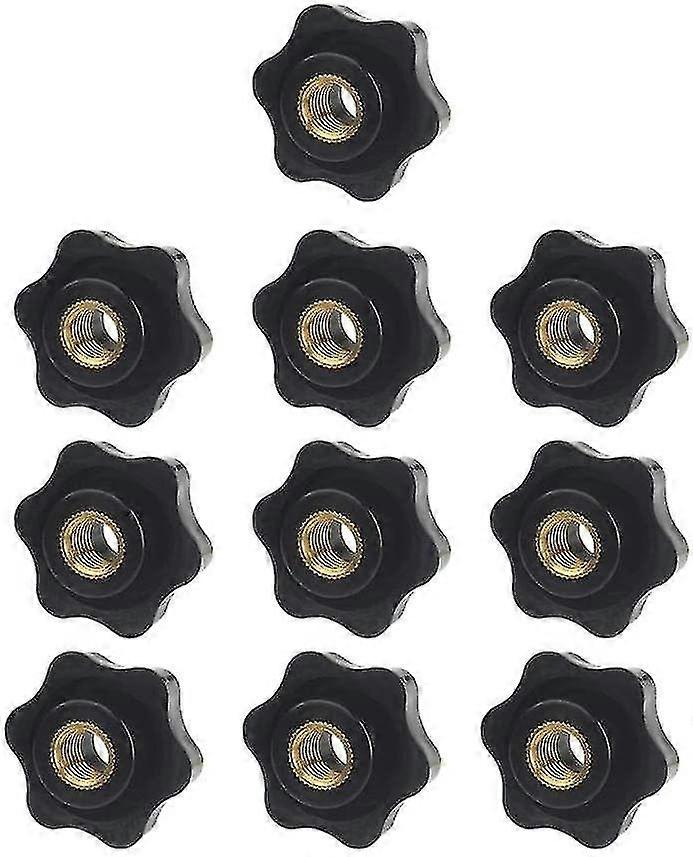 M6 Black Plastic Star Shape Head Female Thread Clamping Knob M6 Knob Grip Handle For Machine Toolblack10 Pcs