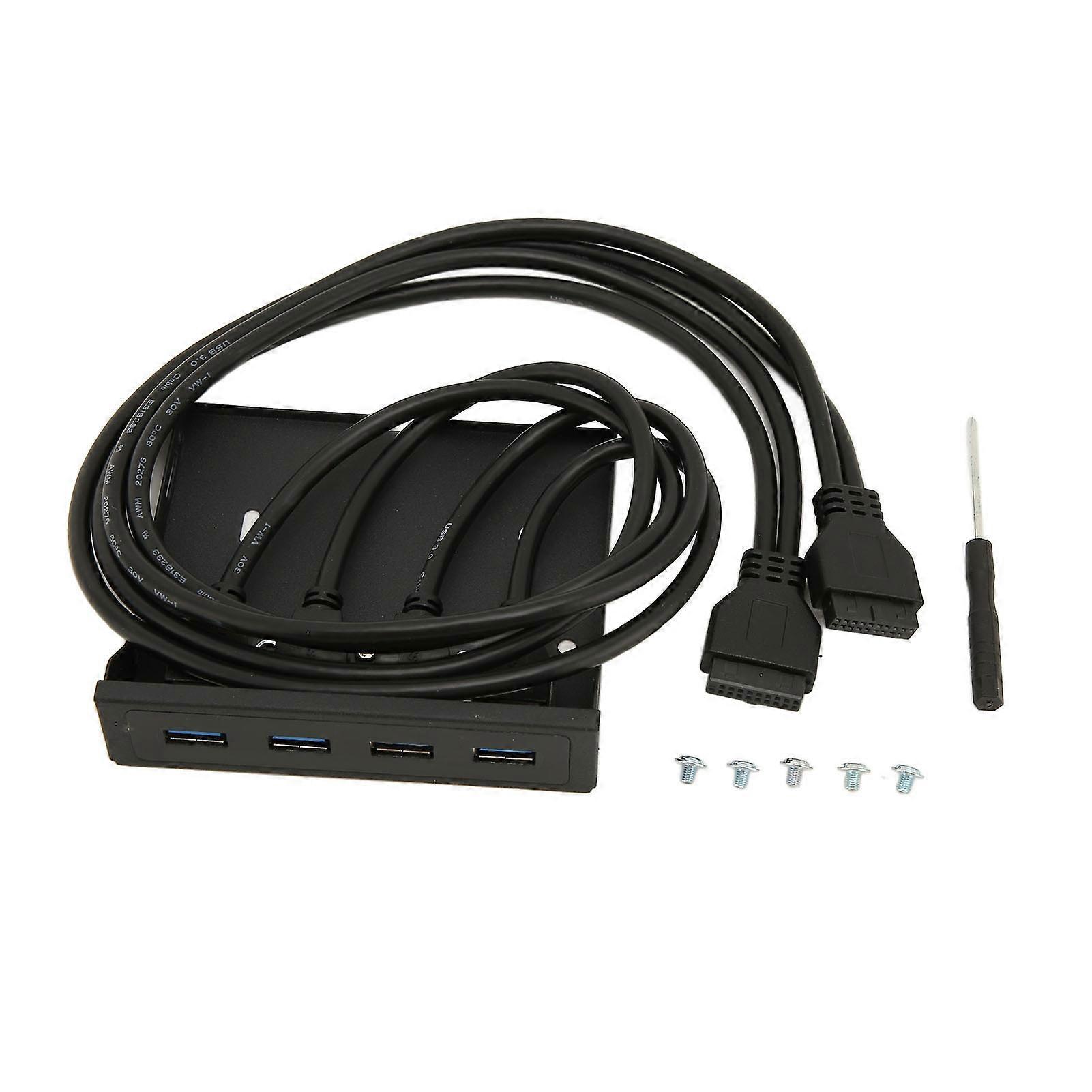 USB-Frontpanel, 4 Anschlüsse, USB 3.0, Dual 19 Pin, stabile Übertragung, unterstützt Hot Plug, 3,5-Zoll-Frontpanel für Computergehäuse