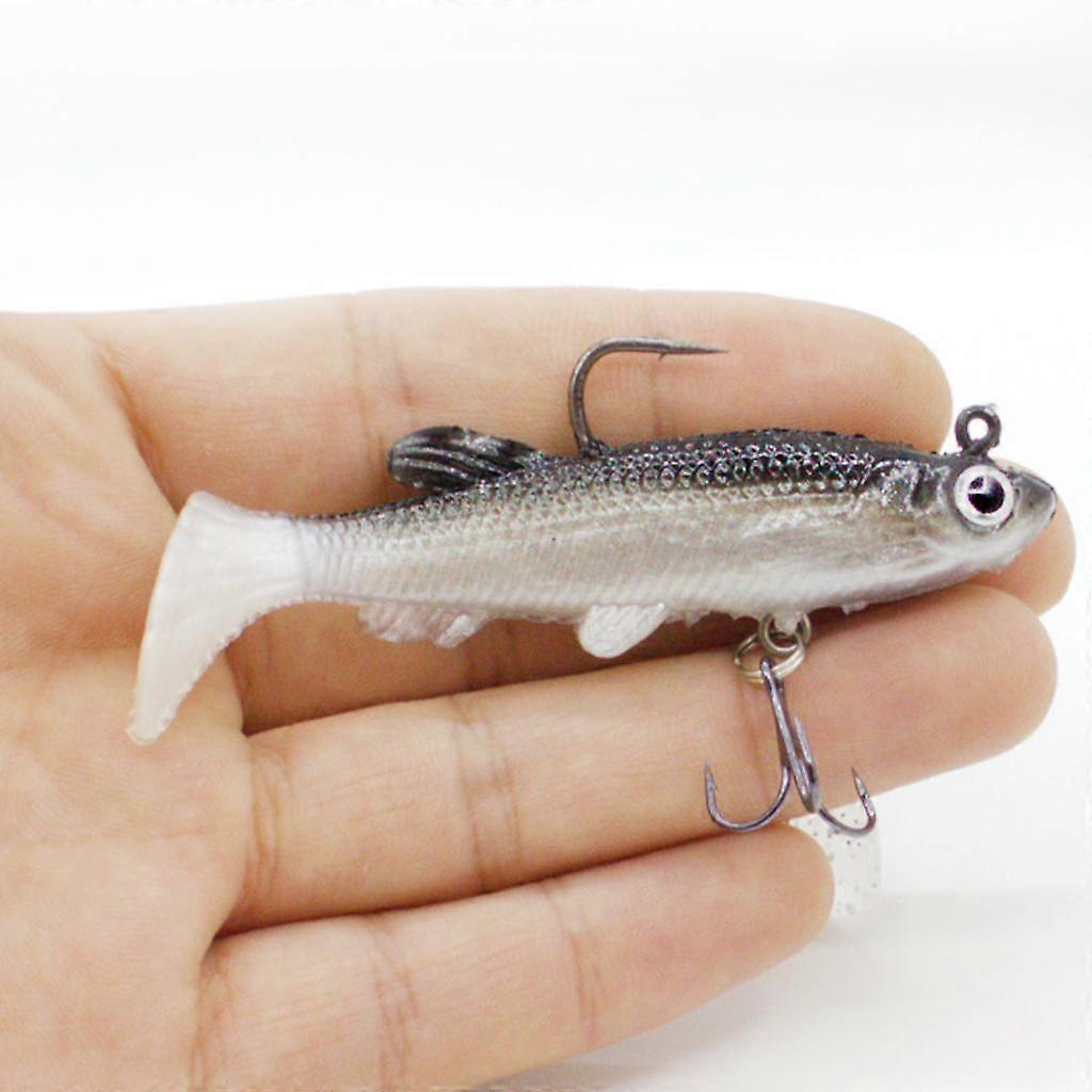 5 Pieces Soft Fishing Lures Swimbaits Multicolor Baits with Hooks Black 1