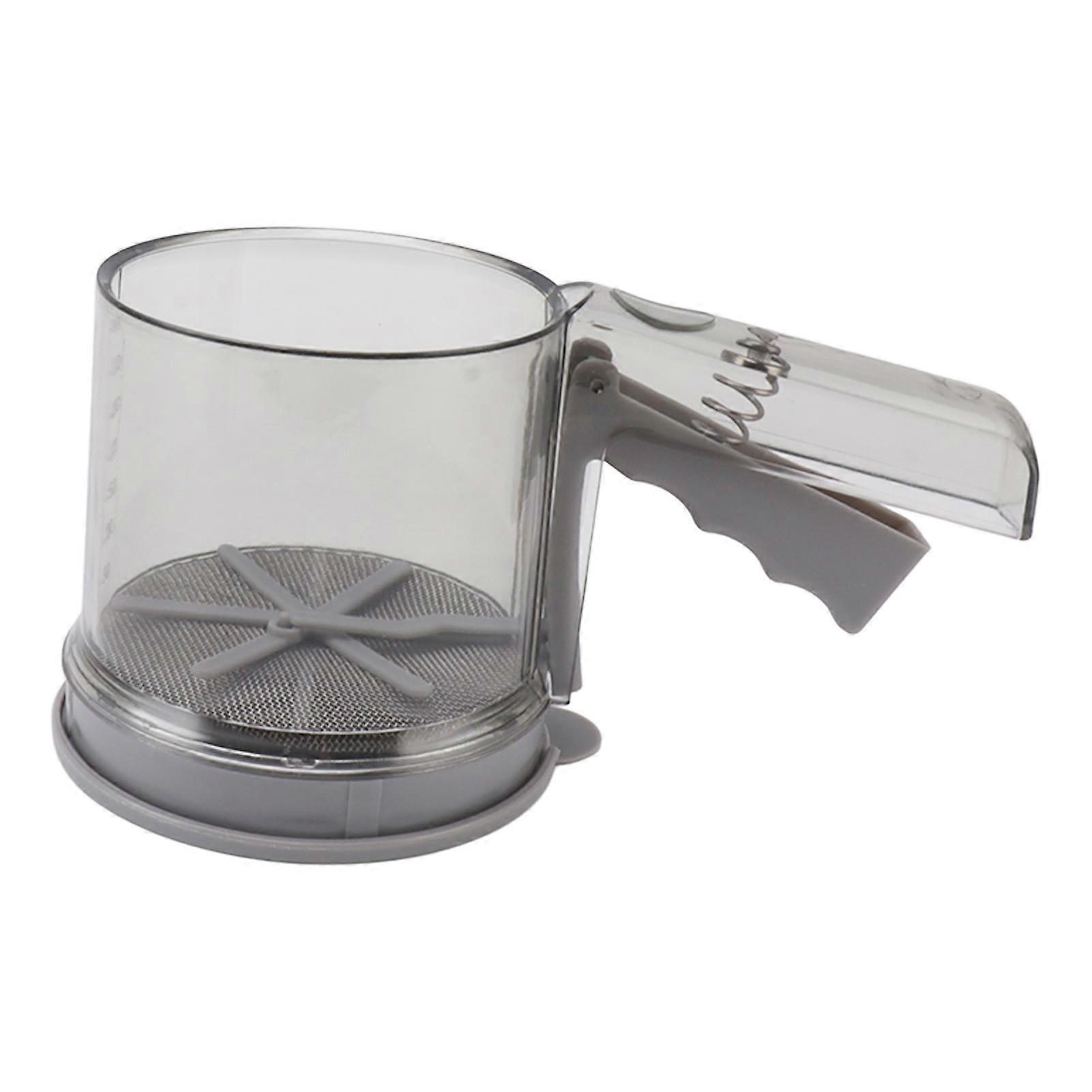 Flour Sifter Sieve Transparent Adjustable Fine Mesh One Hand Operation Powder Sifter Sieve for Kitchen Baking,Double Layer