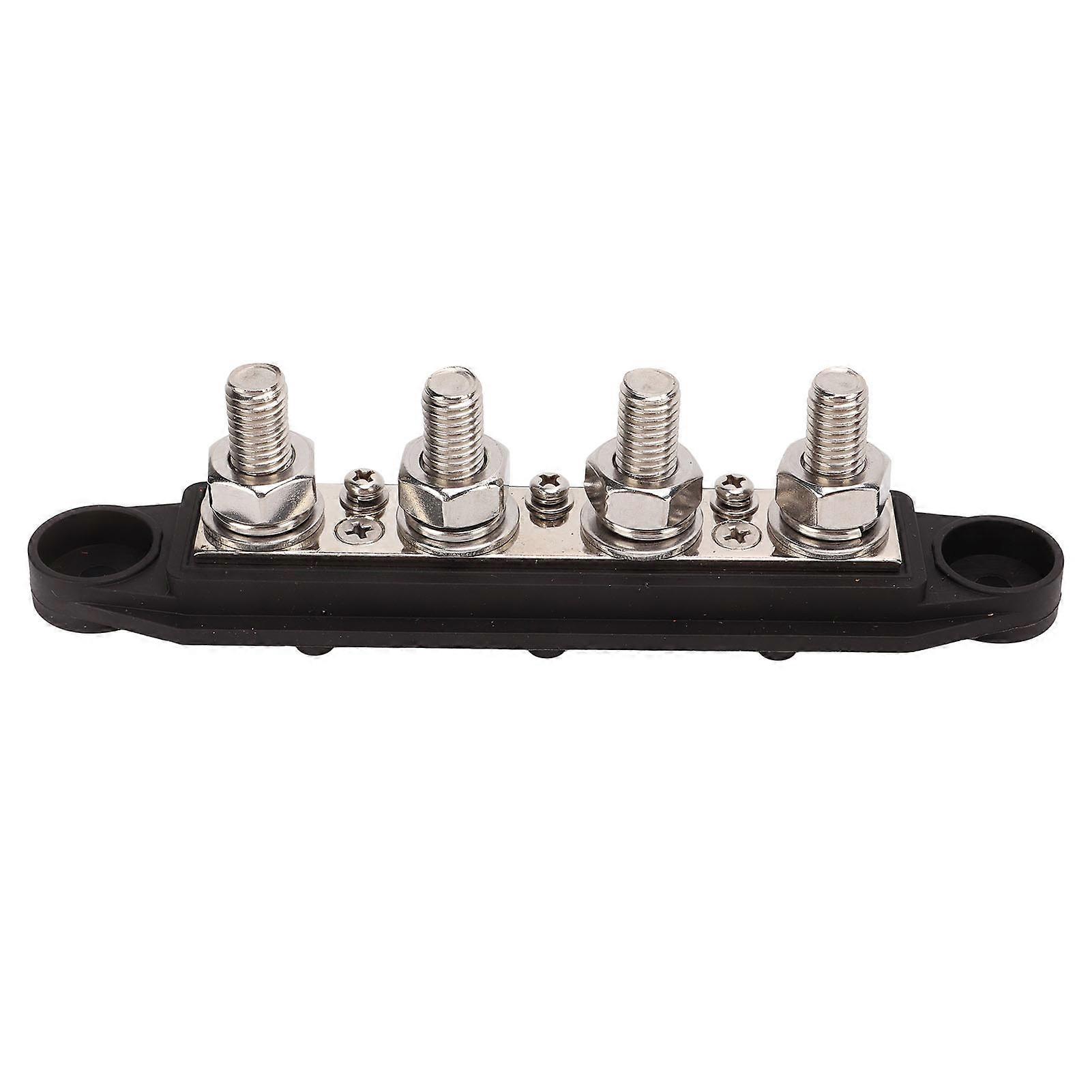 2pcs Black Red 4 Stud Power Distribution Block Marine Bus Bar with Cover for Car RV Yacht 3/8in Stud