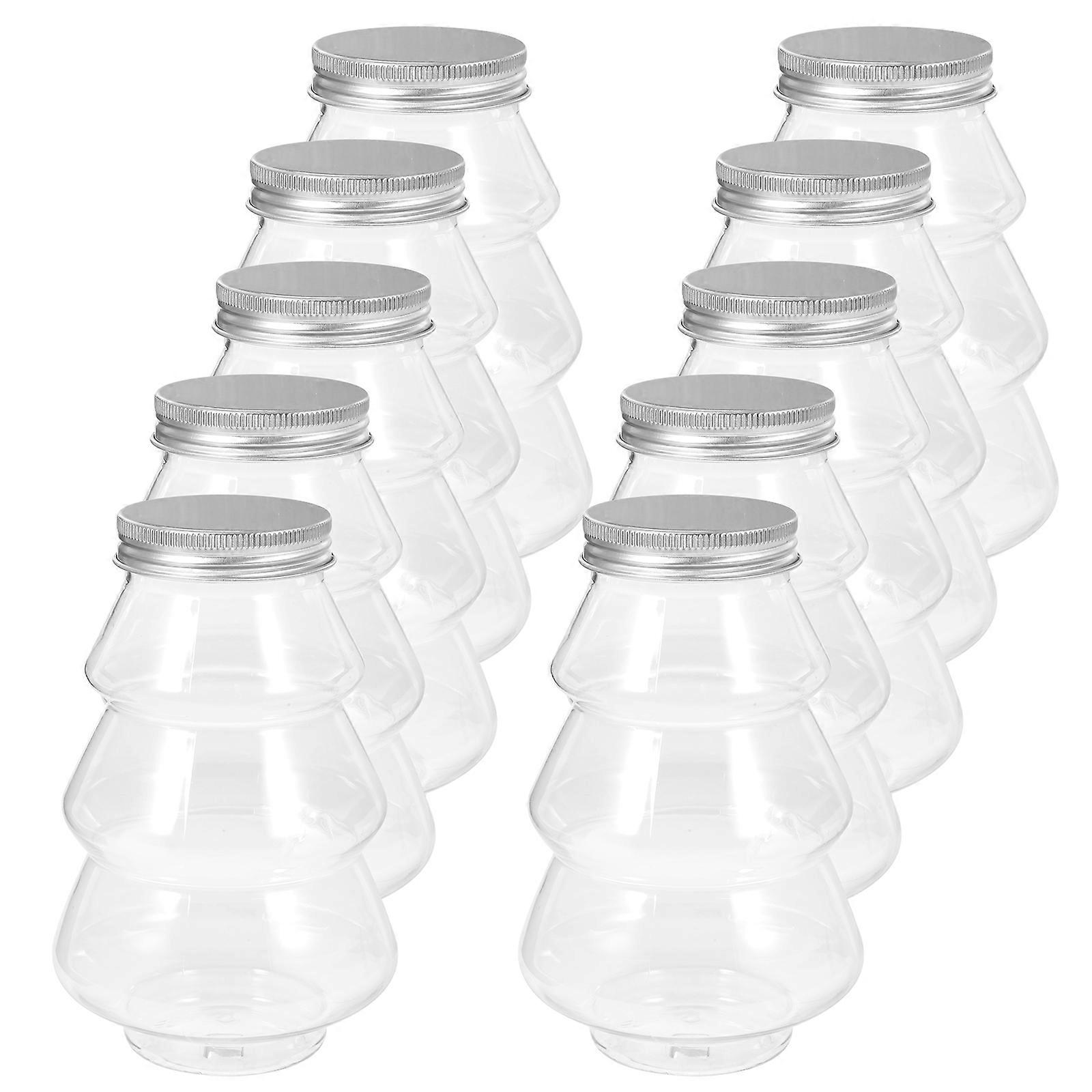 10pcs Empty Plastic Juice Bottles Reusable Water Bottles Xmas Tree Shape Drink Containers
