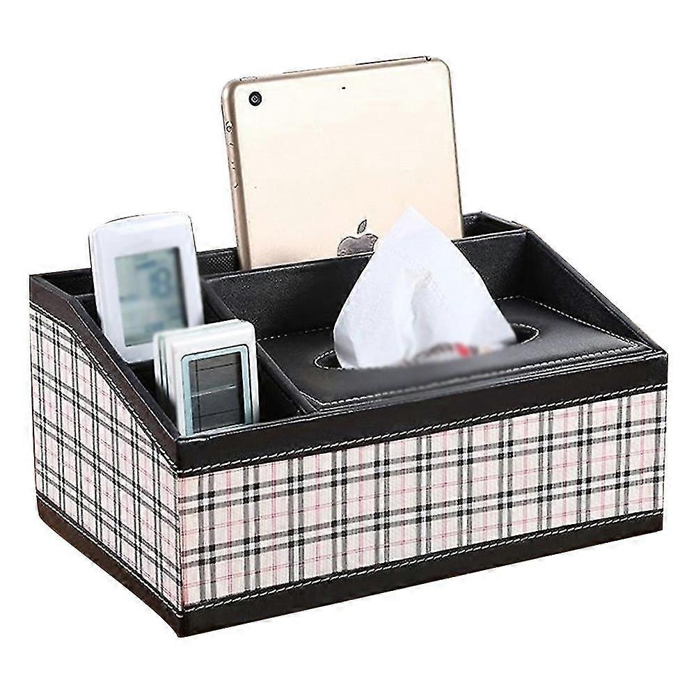 Tissue Box Cover Rectangular Leather Multifunctional Remote Control Stationery