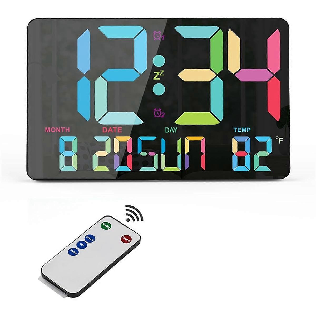 Digital Wall Clock, 10.98 inch LED Digital Alarm Clock Large Display with Temperature, Auto Dimmable, Calendar