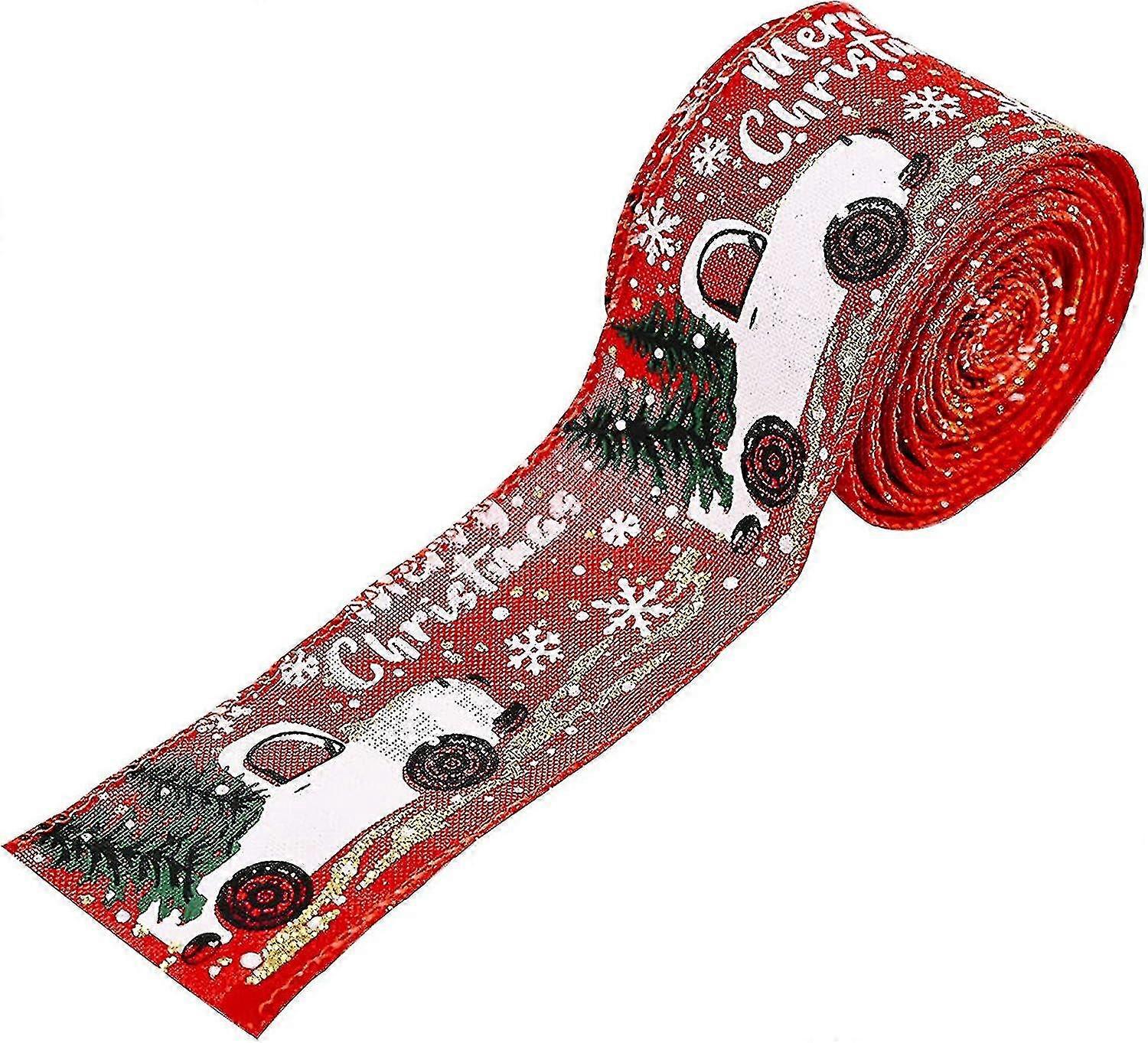 Tizzy Christmas Ribbon With Wired Edges For Gift Wrapping, Tree, Wreath, Bow, Decoration (red)