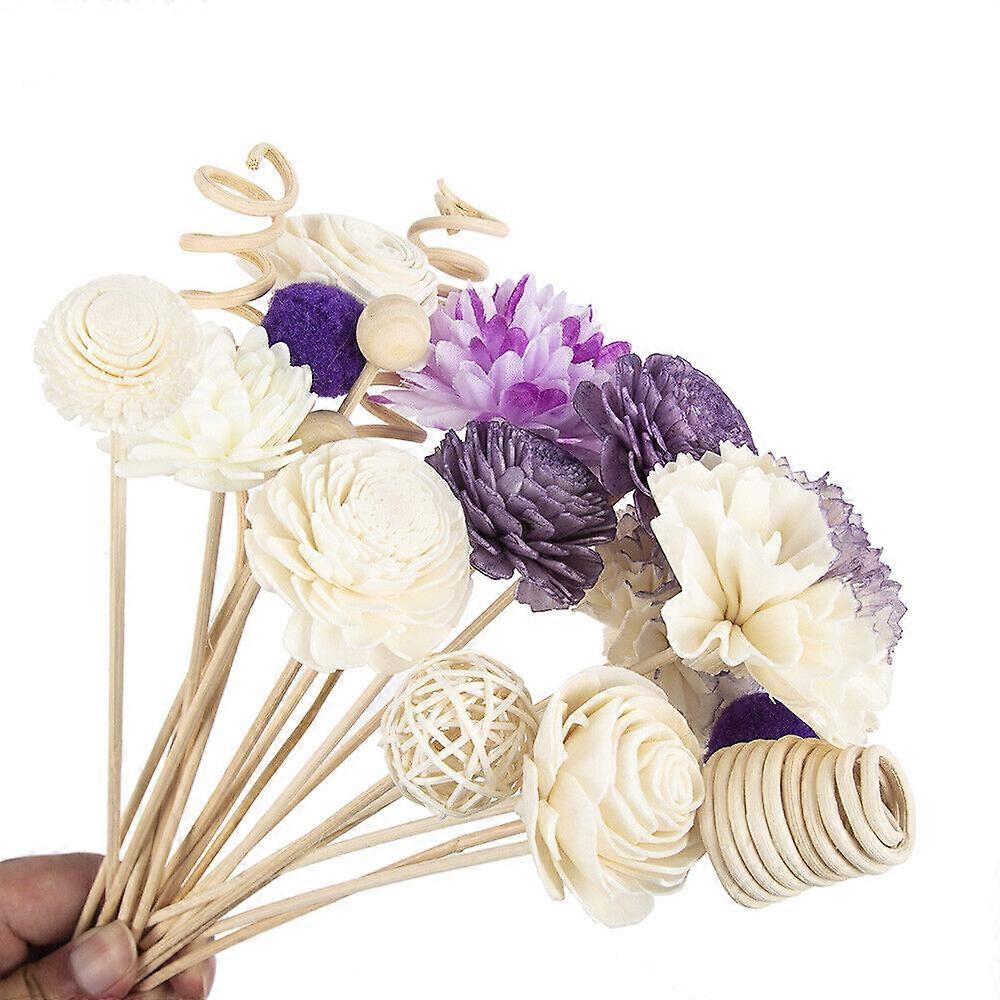 19pcs Artificial Purple Flower Rattan Reed Sticks Fragrance Diffuser Replacement