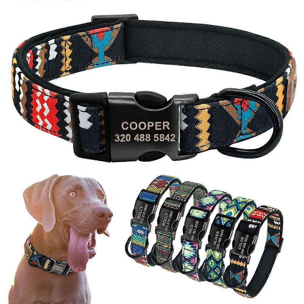 Personalized Pet Dog Collar Custom Name Soft Padded for Small Medium Large Dogs