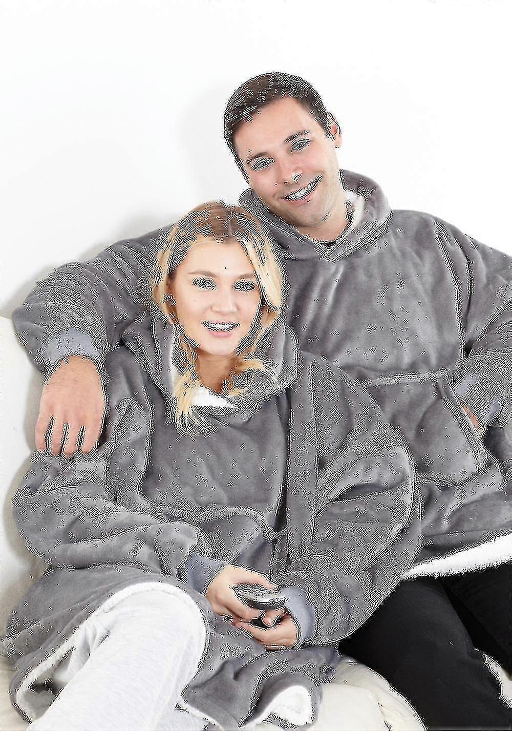 Cobertor Esquimó Forrado Hoodie, Cinzento