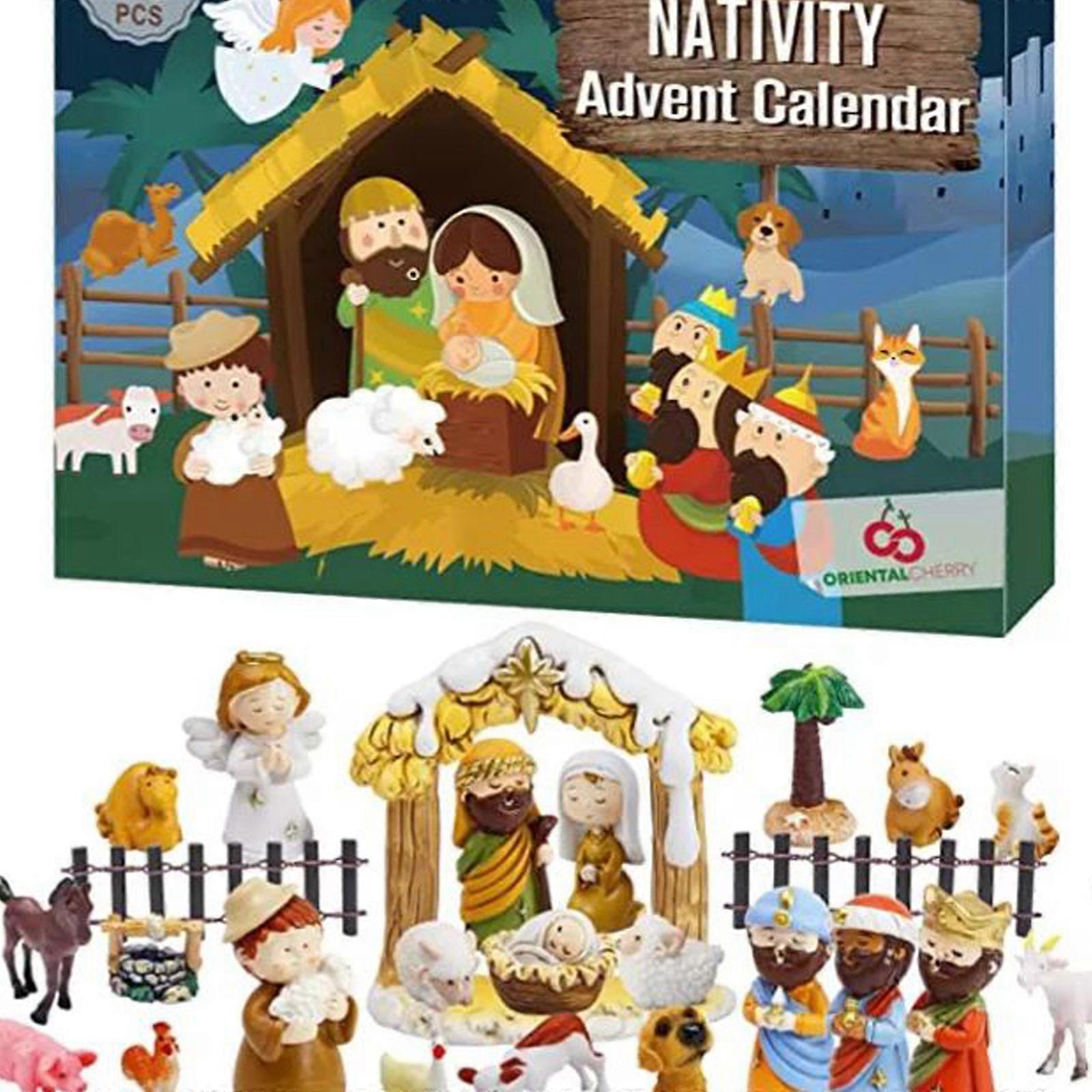 SET DI CALENDARIO Dell'Avvento Per Presepe Di Natale Da 24 Pezzi