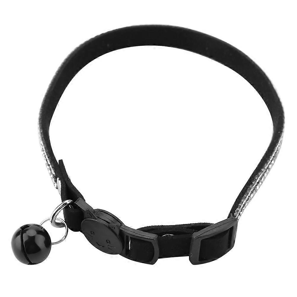Cute Cartoon Durable Shiny Comcompatibletable Soft Pet Collar with Bell(Black, S)