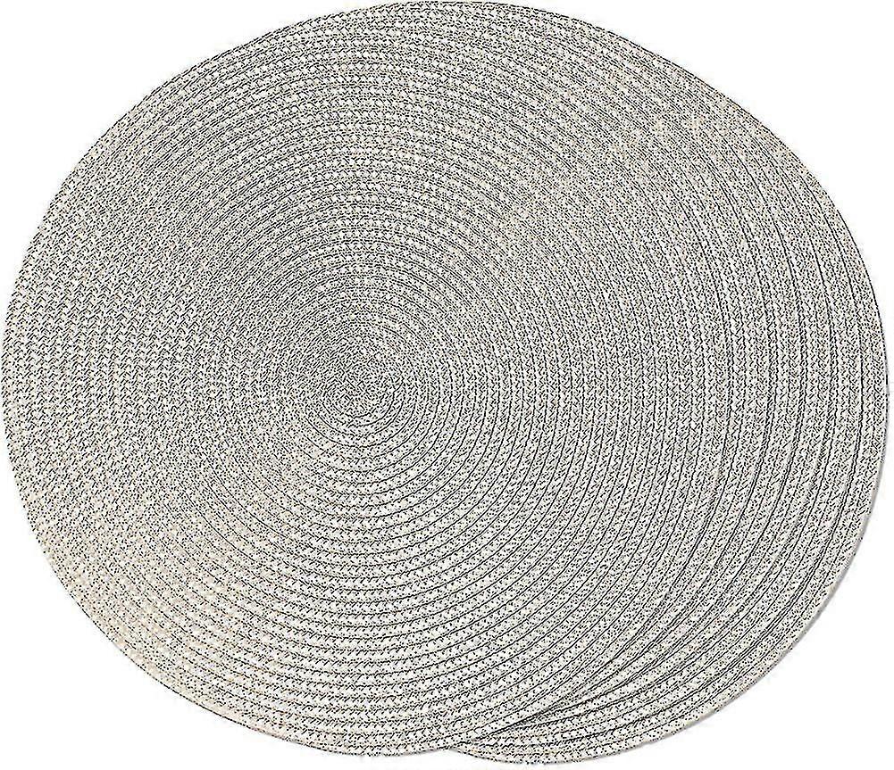 Round Braided Placemats Set Of 6 Table Mats For Dining Tables Woven Washable