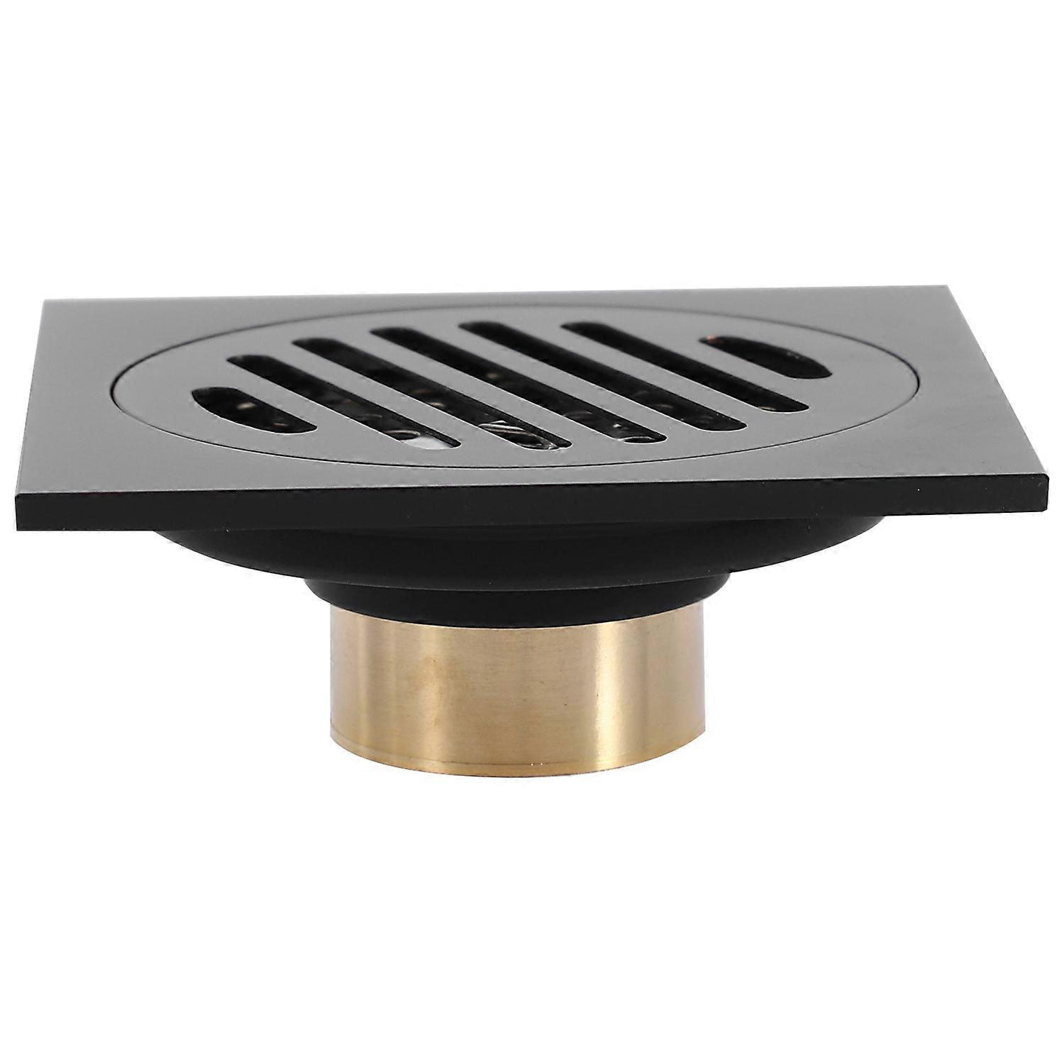4 Inch Square Shower Drain with Removable Cover Grate, Brass Anti Clogging and Odor Point Floor Dra