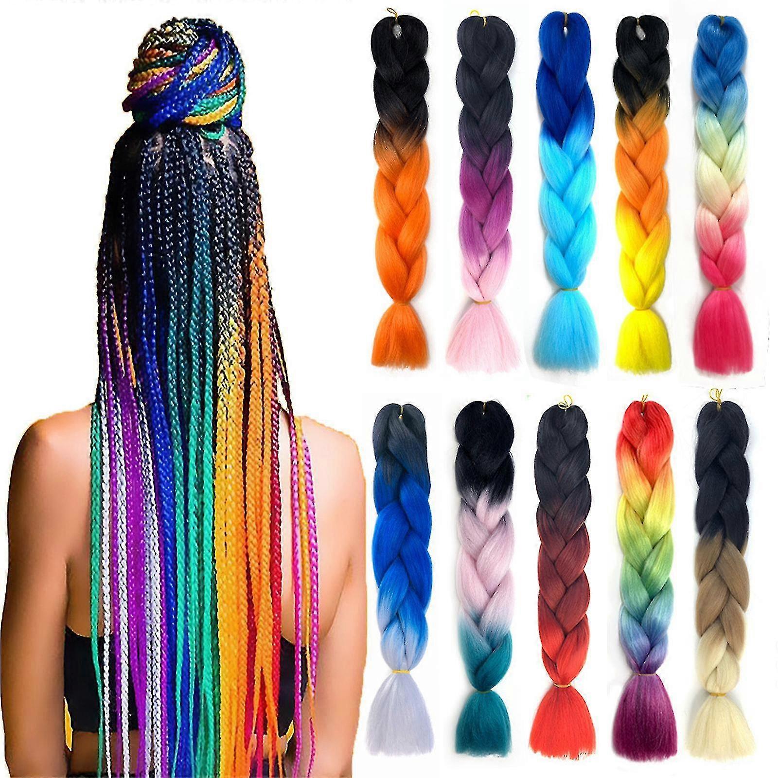 Braiding Hair 60cm Hair Extensions Synthetic Fiber Crochet Braid Dreadlocks Multicolor
