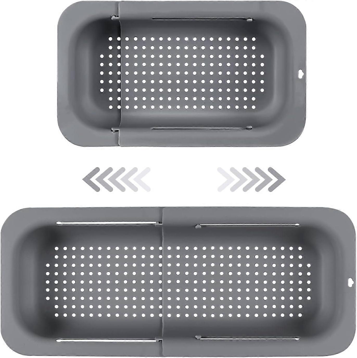 Expandable sink strainer, food-safe PP material, efficient drainage holes, quick drying dish rack, easy to clean and durable. (Dark gray)