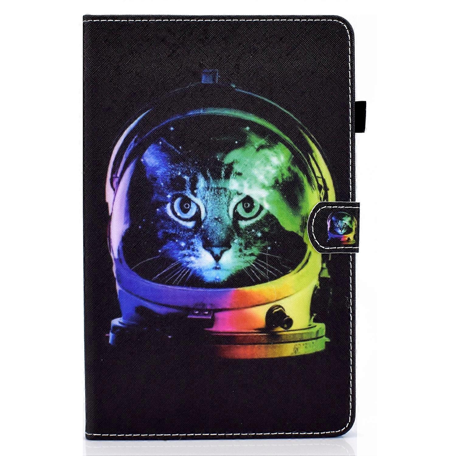 Tablet Case For Lenovo Tab P11 Pro Gen 2 Sewing Thread Horizontal Painted Tablet Leather Case(Space Cat)