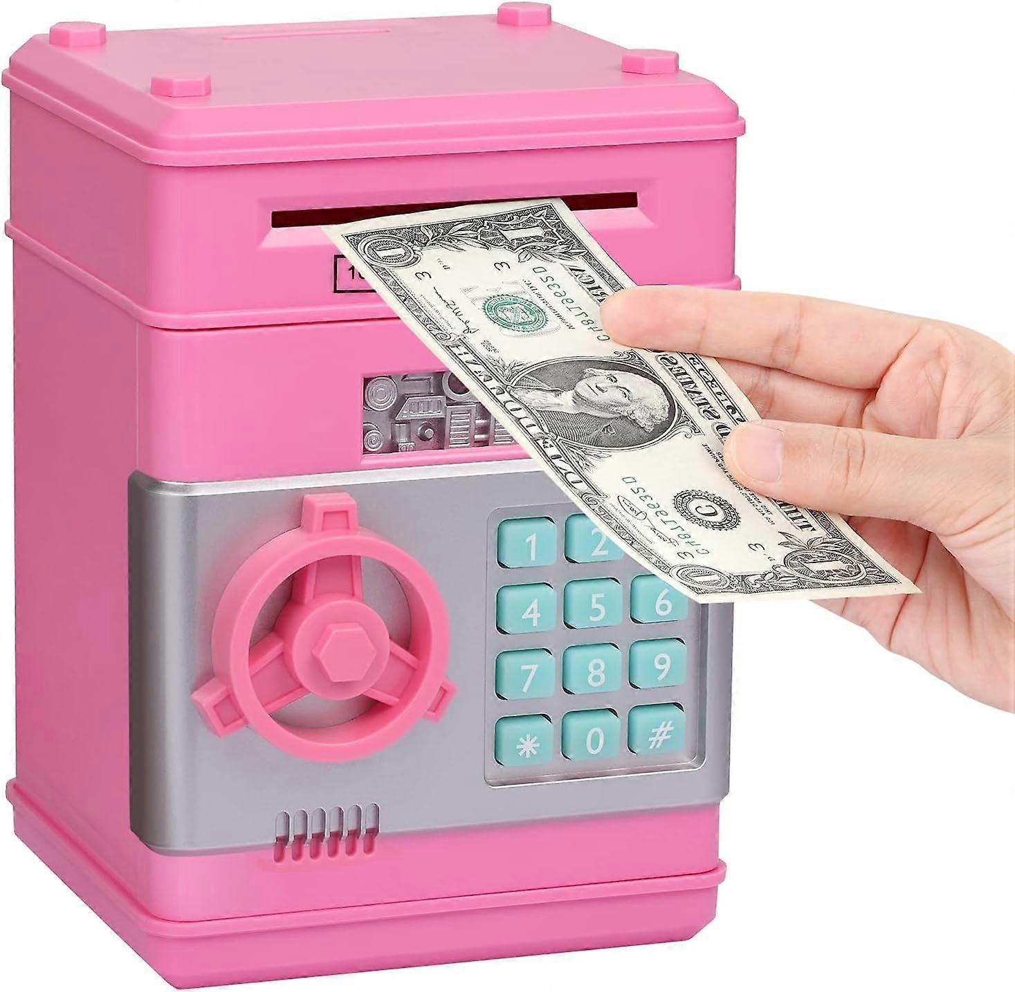 البنك أصبع ، هدايا عيد ميلاد اللعب ل 4 5 6 7 8 9 10 سنوات من العمر الأولاد البنات ، آلة الصراف الآلي الإلكترونية عملة المال الحقيقي ، البلاستيك كبير توفير البنك قفل آمن بو