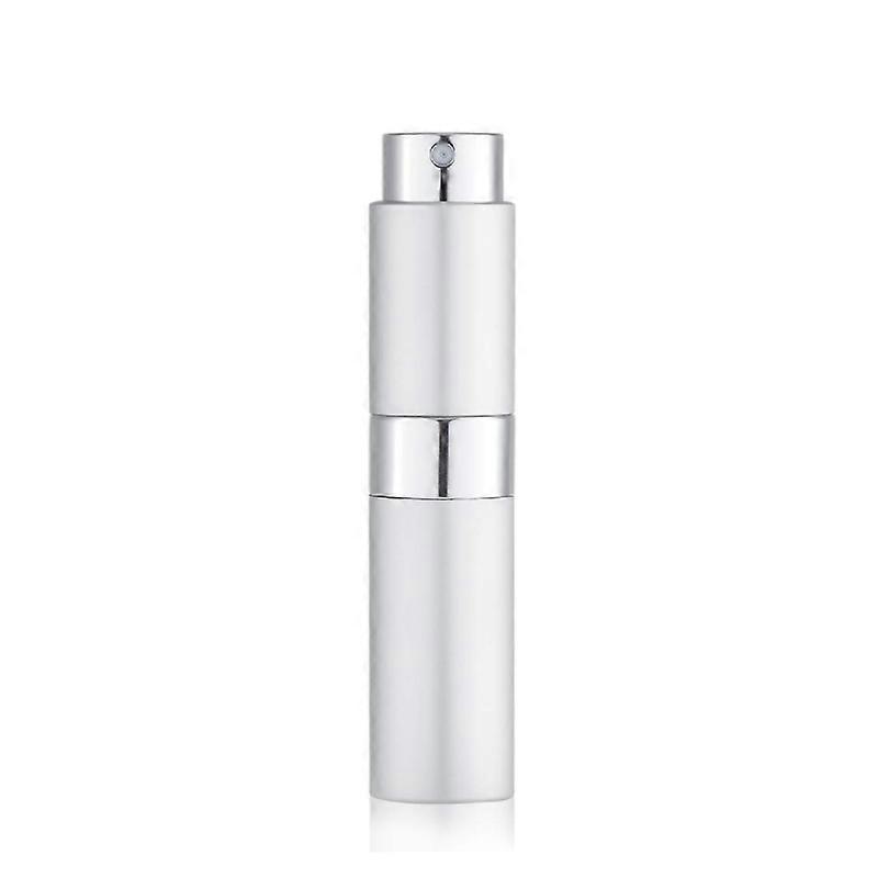 Refillable Perfume Atomiser Aluminium 8 ml Rotatable with Hidden Top, Empty Glass Pocket Travel Atomiser for Perfume and Aftershave,Silber