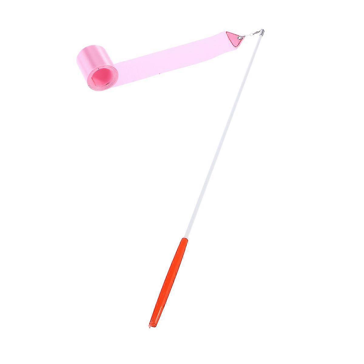 4m Rhythmic Gymnastics Ribbon With Stick Children Dancing Streamers Riband (pink)