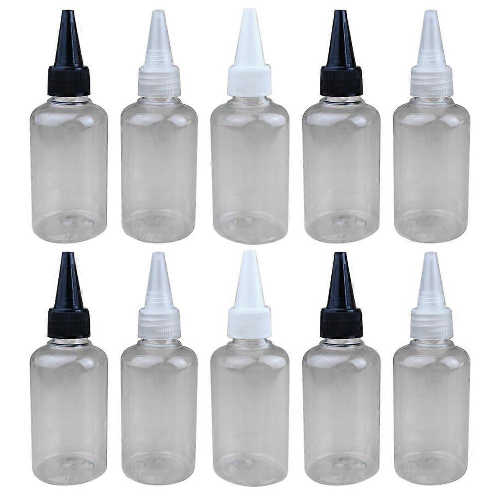 10pcs 50ml Transparent Plastic Bottles Convenient Squeeze Containers Recyclable Gel Cover Pigment Bottlles (Short Pattern, Random Color)