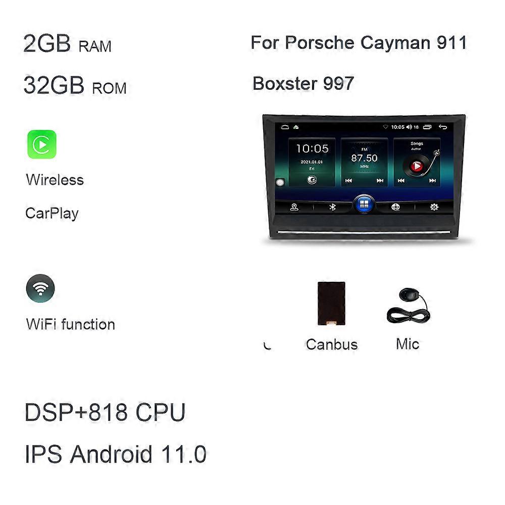 720P 8" PX6 2 din Android 12.0 Car DVD player 6 Core 64GB ROM 4GB RAM DSP multimedia navigation GDS autoradio For Porsche Cayman