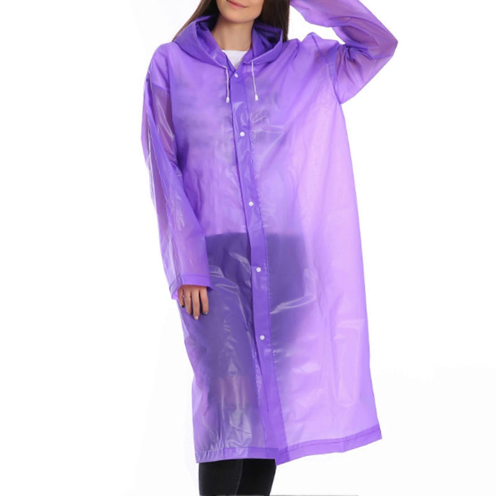 Outdoor Raincoat Elastic Transparent EVA Rain Poncho With Button for Camping Qinhai