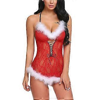 Kerst Vrouwen Glamour See Through Bodysuit See Through Xmas Sexy Nachtkleding Nachtkleding