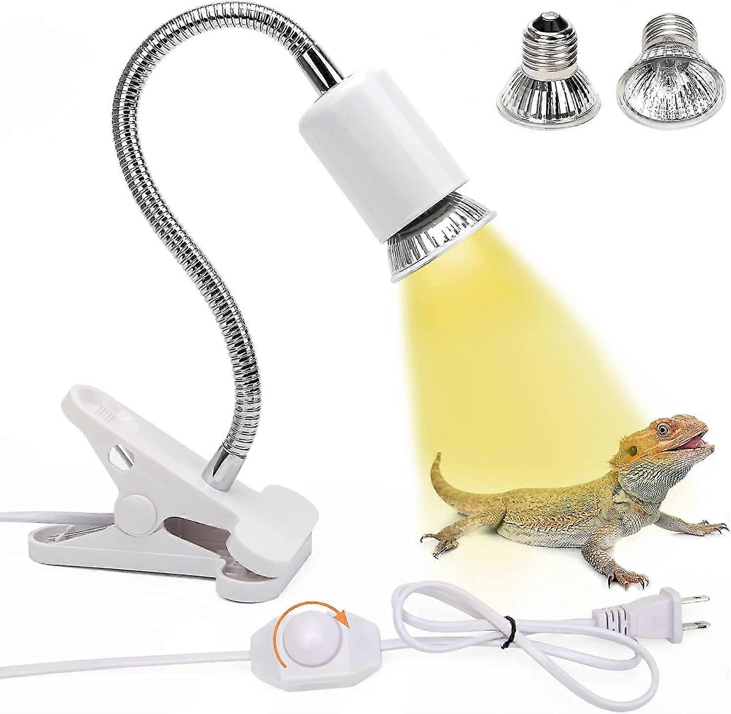 Reptile Heat Lamp,uva Uv Turtle Eptile Lamp With 2 Bulbs-25w/50w,360 Rotatable Aquarium Tank Heating Lamps