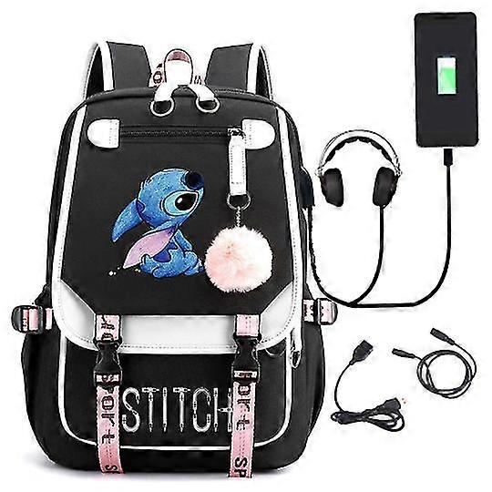 غرزة USB حقيبة مدرسية قابلة للشحن حقيبة ظهر للطلاب والطالبات Backpack_a