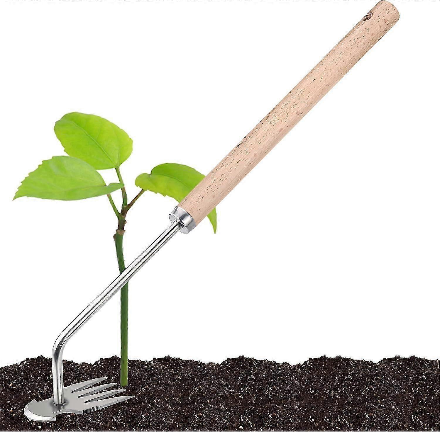 Stainless Steel Weeding Tool - 4-Teeth Dual Head Uprooting Weeder