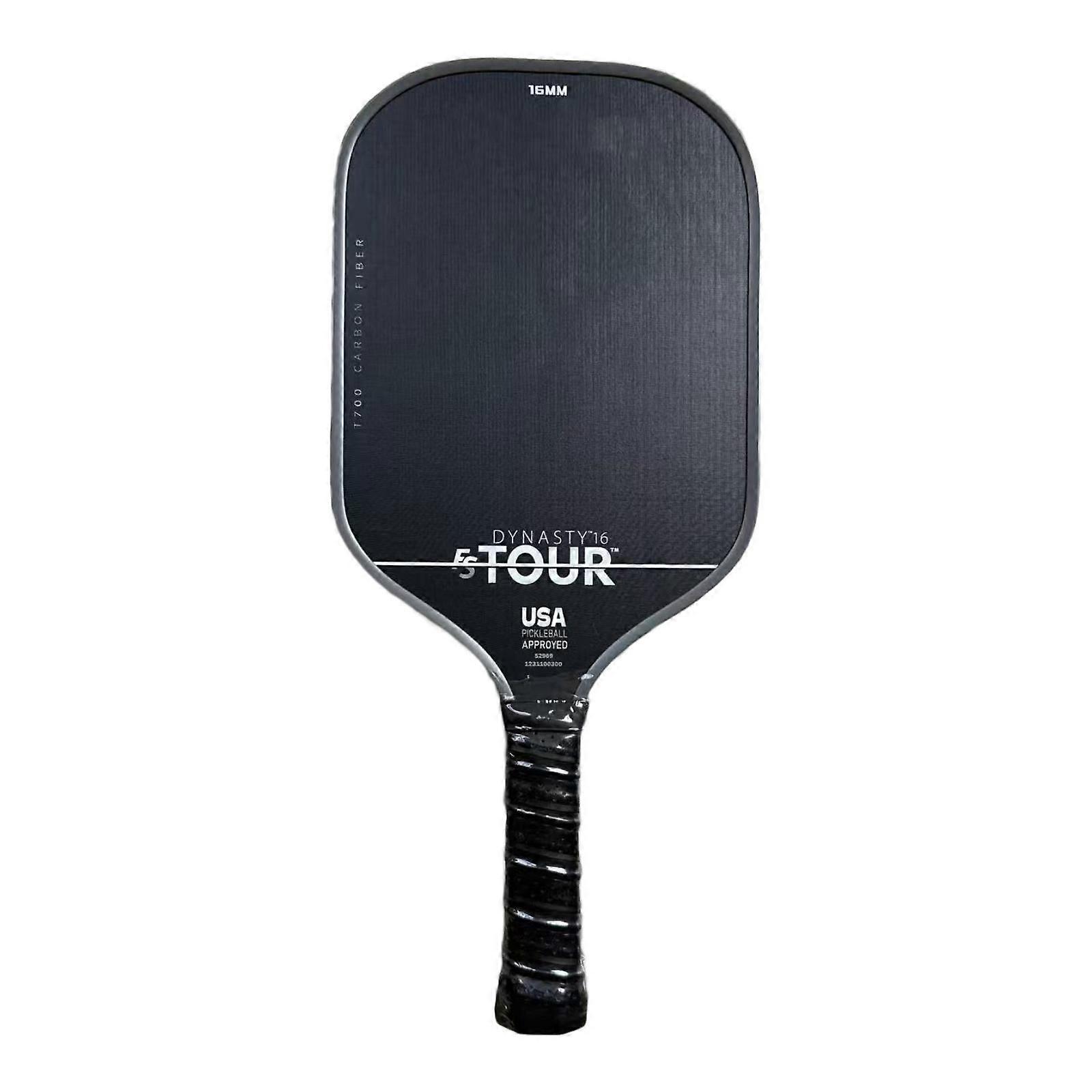 مجداف Pickleball 16 مم من ألياف الكربون السميكة للرجال والنساء المبتدئين الأطفال والبالغين أسود