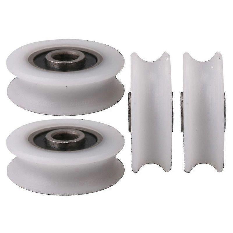4pcs 4x20x6.5x7.4mm White Inner Dia 4mm U-groove Nylon Pulley Wheel For Sliding Door-ylmyFit