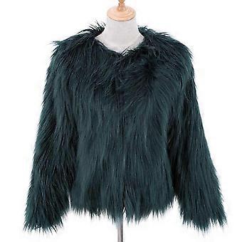 Damen Kunstpelz Warmer Mantel Luxuriöser Kunstpelz Mantel Zottige Strickjacke Für Herbstkleidung XXXL Grün