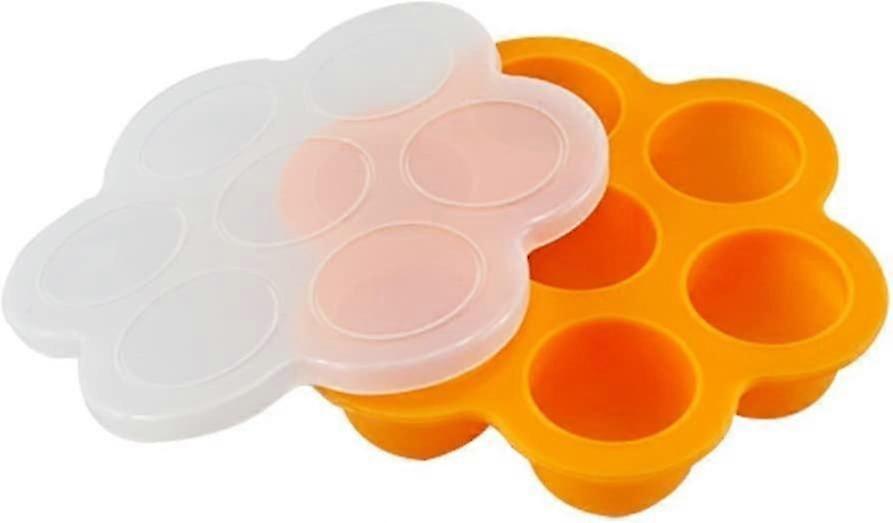 Silicone Tray With Compartments For Baby Food, Container, Tray With Lid For Freezer, Transportable, Bisphenol A Free, Silicone, Orange, One Size,4579