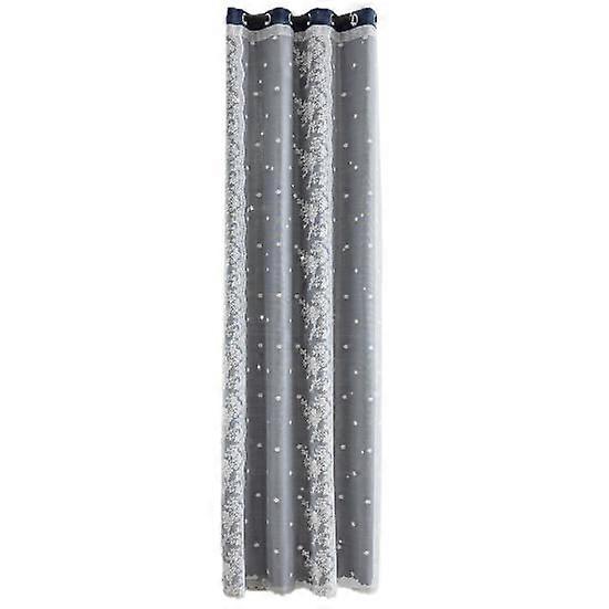 Unique Window Panel Perforated UV-resistant Lace Splicing Universal Darkening Window Curtain Drapery for Balcony