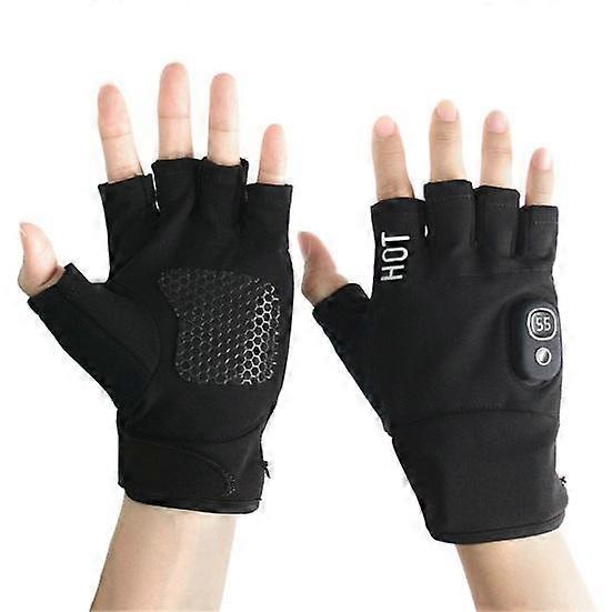 1 Pair Heated Gloves with 3 Temperature Settings Fastener Tape Design Rechargeable Heated Fingerless Gloves