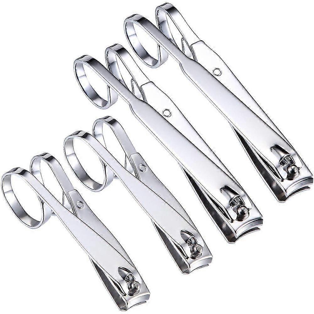 4 Pas Grip Nail Clipper 360-degree Rotating Head Scissor Grip Toenail Clippers Stainless Steel Edge Fingernail Clipper Set, Large And Small