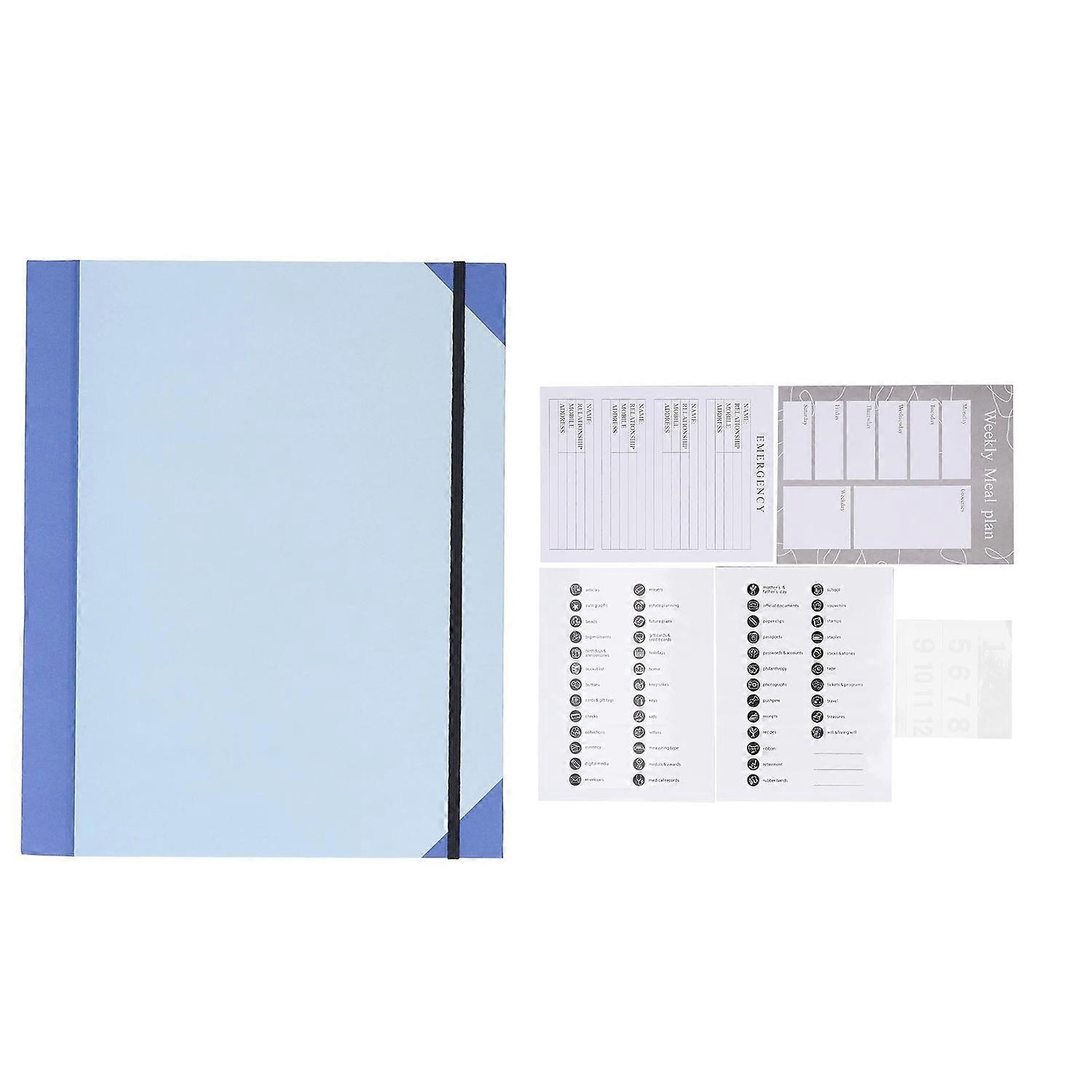 Document Organizer Folio Secure Storage Prevent Loss PU Leather Expanding File Folder Blue