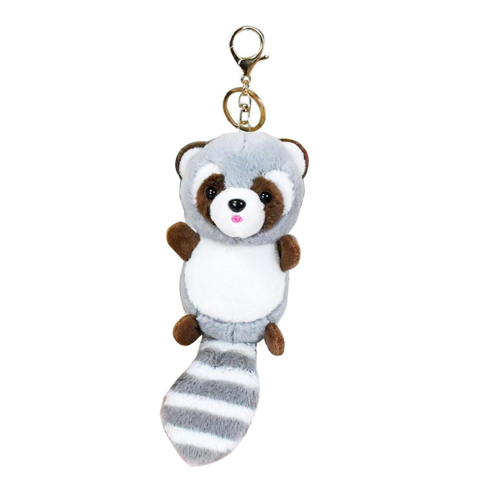 Peluche Red Panda KeyChain Femmes Voiture Porte-clés Sac Pendentif Voiture Porte-clés Fourrure Ornement pour Sac à main Fourre-tout Sacs à main Décorations Gris