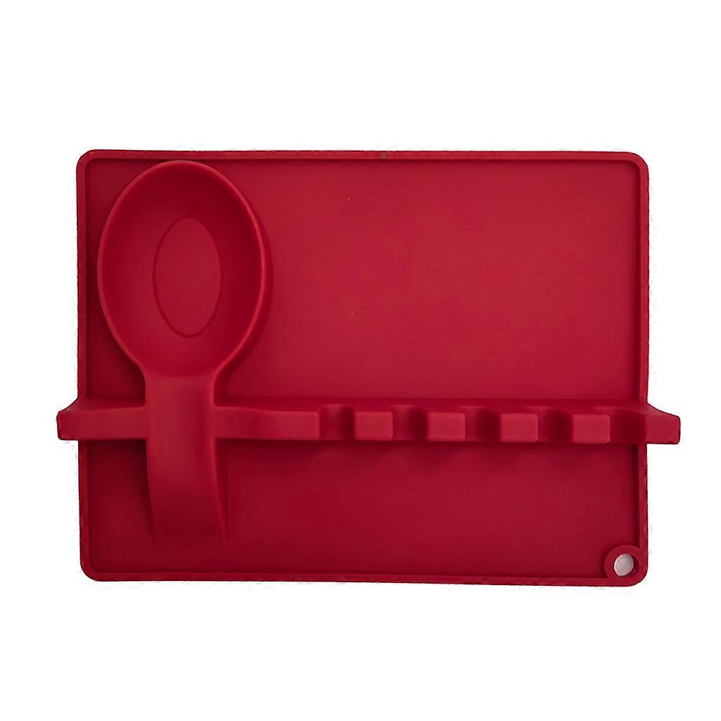 2 In 1 Silicone Spoon Rest with Drip Pad Slots Heat-Resistant Utensils Holder R